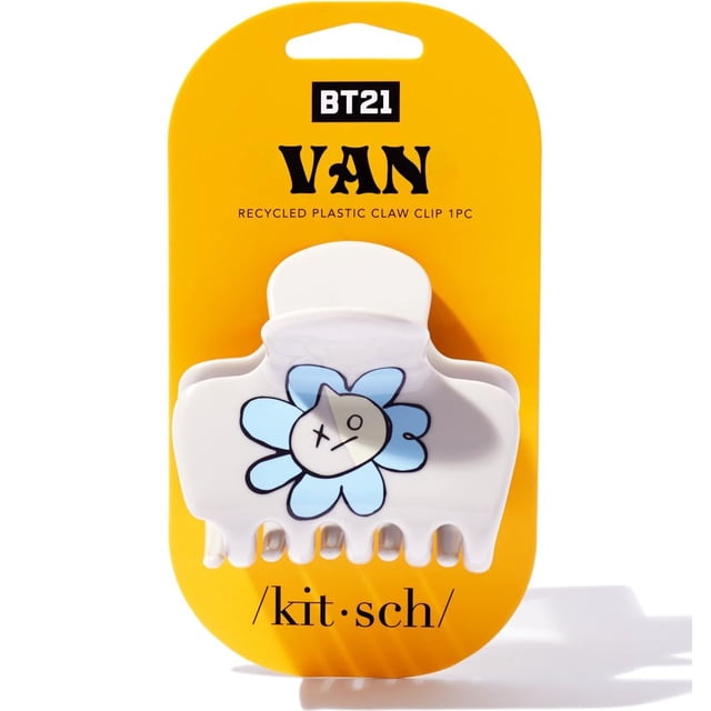 Pinzas para el cabello Kitsch BT21 de plástico reciclado hinchadas, tamaño mediano, para mujer