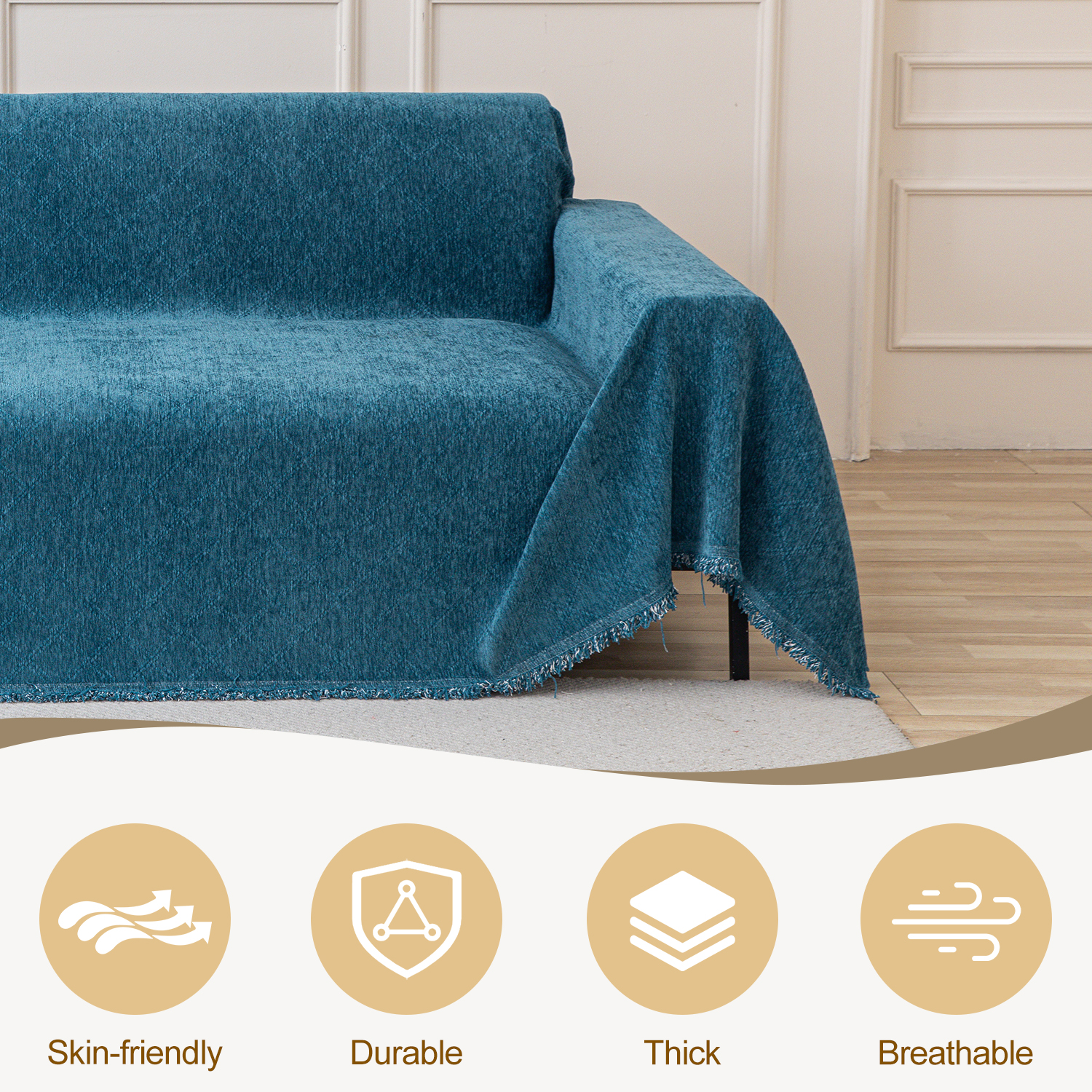 Jessy Home Sofa Cover Slipcover Couch Cover Protector Durable Multi-Function Furniture Cover for Pets Dogs Cats Home Decor Sofa Covers for Living Room 71"x 134"Deep Blue