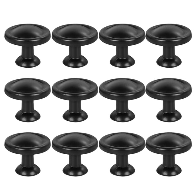 12 Pcs Boutons de Porte en Aluminium Poignée Ronde pour Armoire de Cuisine (Noir Mat)