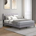 thumbnail image 5 of Costway Queen Size Upholstered Platform Bed Linen Bed Frame with Button Tufted Headboard, 5 of 10