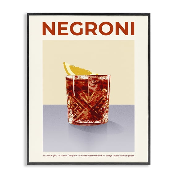 Stupell Industries Modern Negroni Classic Cocktail Black Framed Giclee Art, 11 x 14, by Victoria Barnes