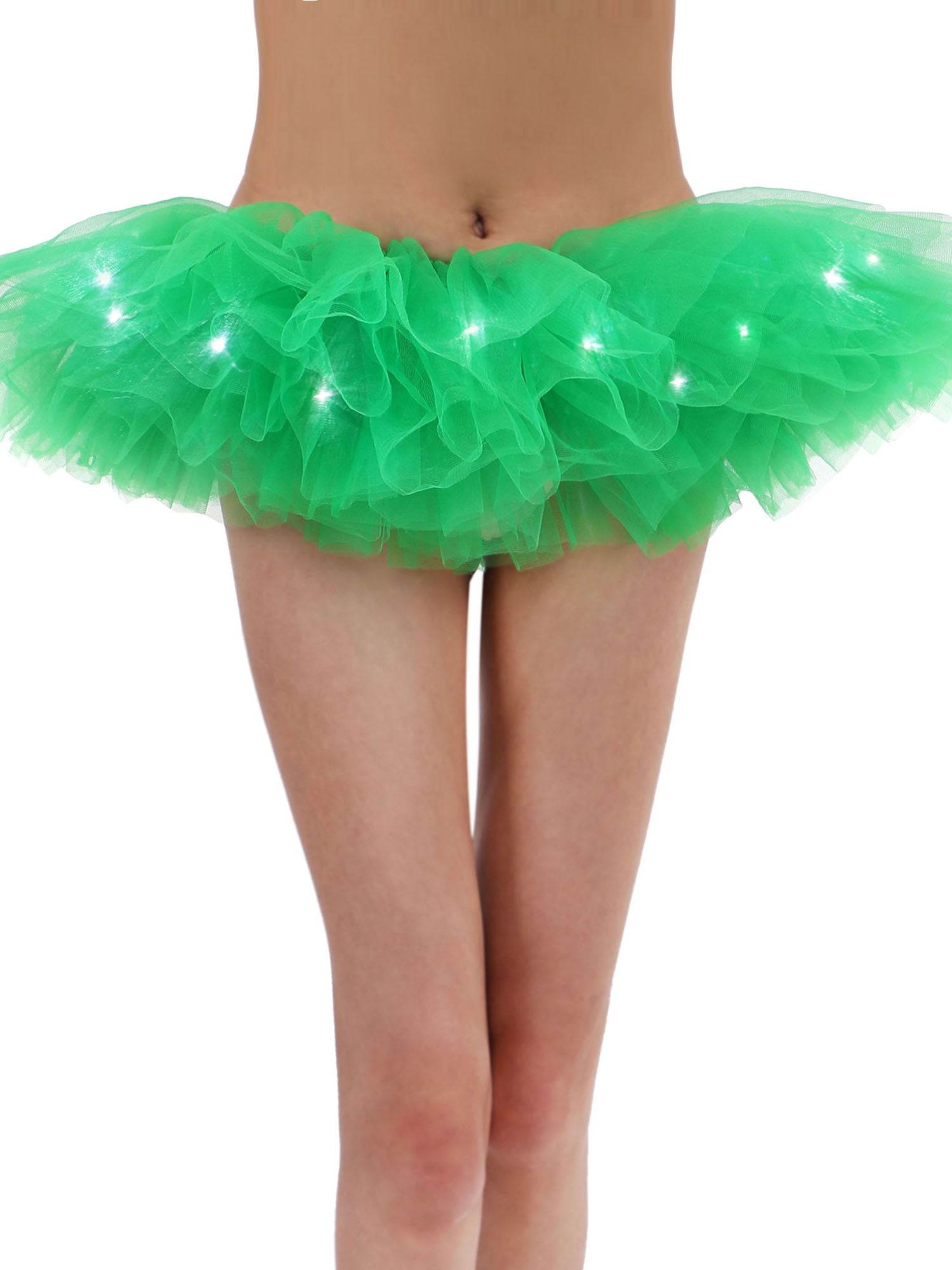 LED Light Up Neon Rainbow Tutu Fancy Dress Halloween Costume Adult Womens Skirt 