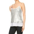 thumbnail image 2 of Feinuhan Fashion Womens Vest Sequin Spaghetti Strap Sheer Ruffle Crop Camisole Tank Top, 2 of 5