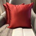 thumbnail image 2 of The HomeCentric Luxury Lumbar Pillow Cover Red Pack Of 2, 14"x20" (35x50 cm) Satin Solid Oblong Pillow Cover, Modern Cushion Cover Style - Deep Red Slub Satin, 2 of 12