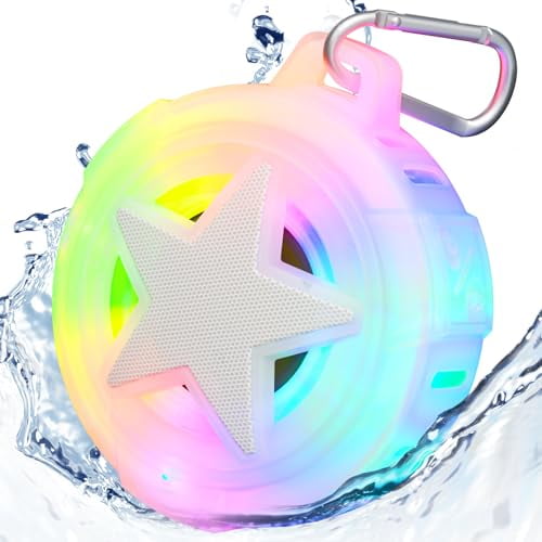 EBODA Altavoz de ducha Bluetooth, altavoces portátiles impermeables IP67, flotante, tarjeta TF, pequeño altavoz exterior con luz LED, verdadero estéreo inalámbrico para bicicleta, playa, tabla de remo