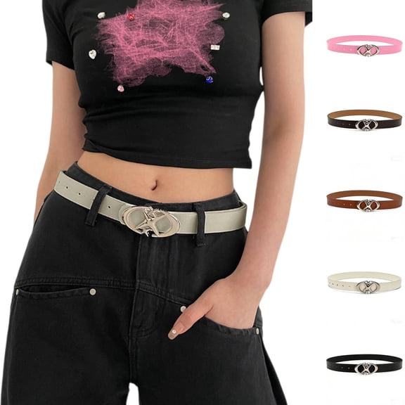 Only Moment Womens Belts Star Buckle Aluminum Alloy Retro Elastic Skinny Belt for Ladies Black,One Size