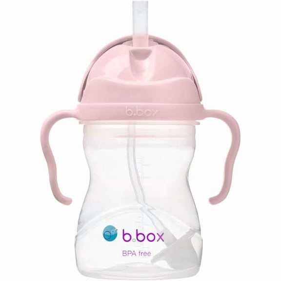 b.box Sippy Cups for Toddlers, Leakproof Weighed Straw Cup for 6 month, Toddler Water Bottle with Handles, BPA Free, Dishwasher Safe, 8 oz - Blush