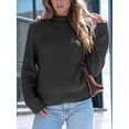 thumbnail image 6 of Women High Neck Oversized Sweaters Batwing Long Sleeve Pullover Loose Chunky Knit Jumper Black S, 6 of 8