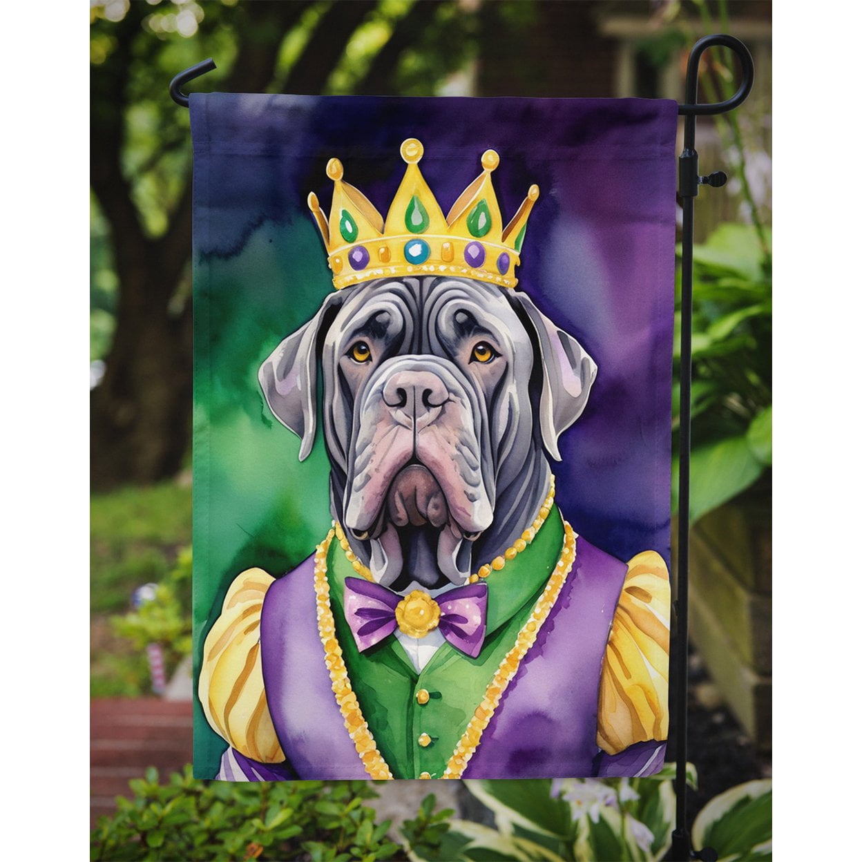 Neapolitan Mastiff King of Mardi Gras Garden Flag