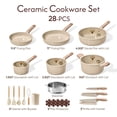 thumbnail image 2 of CAROTE 28-Piece Ceramic Pots and Pans Set, Nonstick Cookware Set with Lids, Induction Compatible, Oatmeal, 2 of 7