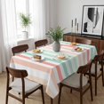 thumbnail image 6 of Coral Cyan Stripe Table Cloth Waterproof Tablecloths, Geometric Grey White Vertical Striped Tablecloth Dining Table Cover for Kitchen Party Tabletop Outdoor, Rectangle Tablecloth 60x84 Inch, 6 of 9
