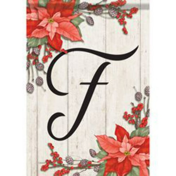 Poinsettia Monogram F 49108 Garden Flag 12.5" x 18"