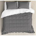 thumbnail image 1 of Abstract Geometry Duvet Cover Set King Size, Modern Herringbone Style Monochrome Rhythmic Vertical Pattern, Decorative 3 Piece Bedding Set with 2 Pillow Shams, Charcoal Grey White, by Ambesonne, 1 of 3