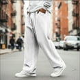 thumbnail image 6 of Dresfit Mens Baggy Pants Wide Leg Corduroy Sweatpants Solid Textured Casual Pant Spring 2026 Drawstring Straight Leg Elastic Waist Loose Fit Trousers White XL, 6 of 6