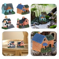 OUNONA 4pcs Miniature Resin Dollhouse Decor Set, Cottage-Shaped Multi Home Decorations for Garden Display