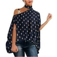 thumbnail image 2 of Puntoco Mujer Casual Media manga Cuello halter Hombro Impreso y sólido Suelto Polluer Blusa tops Puntoco Puntoco-1701, 2 of 5