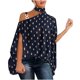 thumbnail image 2 of Pntutb Mujer Casual Media manga Cuello halter Hombro Impreso y sólido Suelto Polluer Blusa tops Pntutb Pntutb-1702, 2 of 5