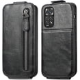 thumbnail image 3 of Zipper Wallet Case for Xiaomi Redmi Note 11 4G with Card Holder Slot, PU Leather Adjustable Kickstand Flip Handbag Phone Cover for Xiaomi Redmi Note 11/Redmi Note 11S SDLL Black, 3 of 14