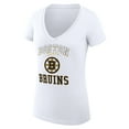 thumbnail image 2 of Women's G-III 4Her by Carl Banks White Boston Bruins Super-Slim Fit Lightweight Team Logo Graphic V-Neck T-Shirt, 2 of 3