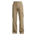 thumbnail image 4 of Women's Mid-Rise Loose Fit Cargo Boot Pants with Side Pockets Utility Pants for Casual Hiking Outdoor Activities Beige XL(XL), 4 of 6