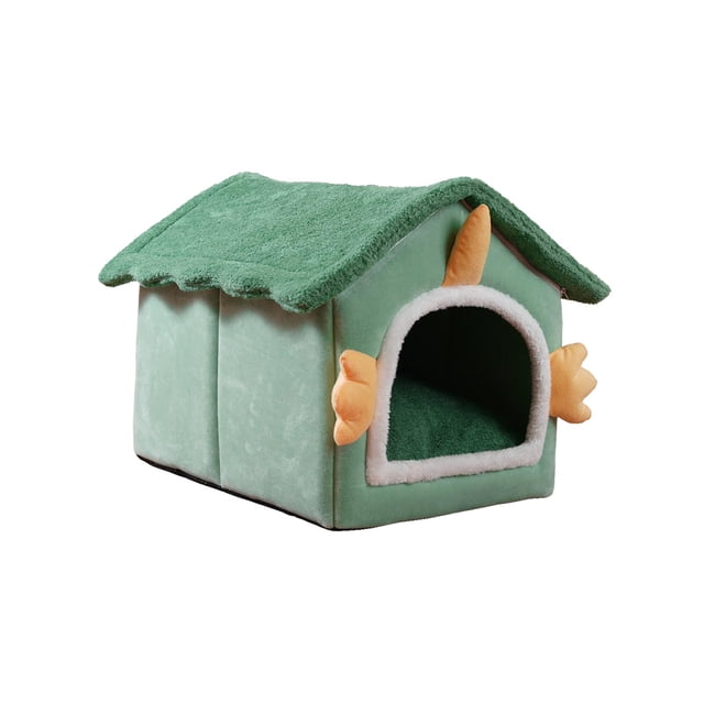 Cama para gatos, caseta para casa, tienda antideslizante, cabaña lavable para interiores, cojín cálido para mascotas, cómodo nido de cueva para conejo 33cmx30cmx32cm
