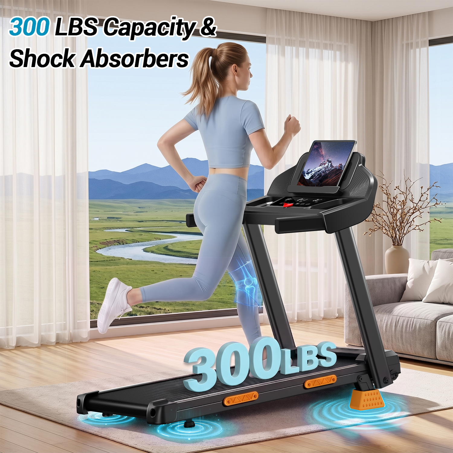 LEZEE 4-in-1 Foldable Treadmill with 20% Incline photo 5