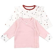 Mac & Moon Long Sleeve Fashion Top, Cat Print, 2-Pack, 12M White, Pink