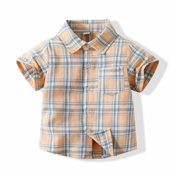 IROINNID Summer Toddler Clothes Lapel Lattice Short-sleeved Shirt Top With Pocket Baby Boys and Girls 12-18 Months