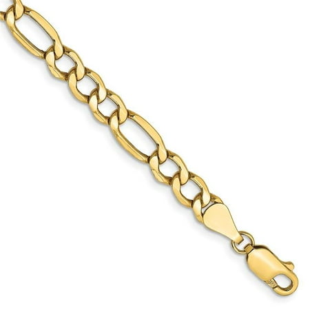 Primal Gold 14 Karat Yellow Gold 5.75mm Semi Solid Figaro Chain Bracelet
