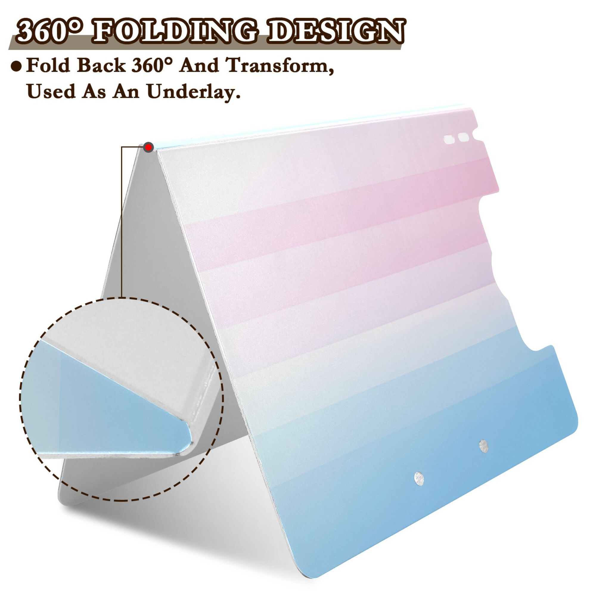 FORMRS A4 Clipboard Folder with Pen Holder Horizontal Foldable School Office Binder, Light Blue Stripes