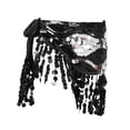 thumbnail image 3 of Pañuelo de cadera para danza del vientre, disfraz con lentejuelas y falda con borlas para fiesta en club, mujeres y niñas Negro Plata, 3 of 8