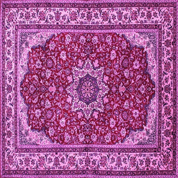 Ahgly Company Indoor Square Medallion Pink Traditional Area Rugs, 3' Square