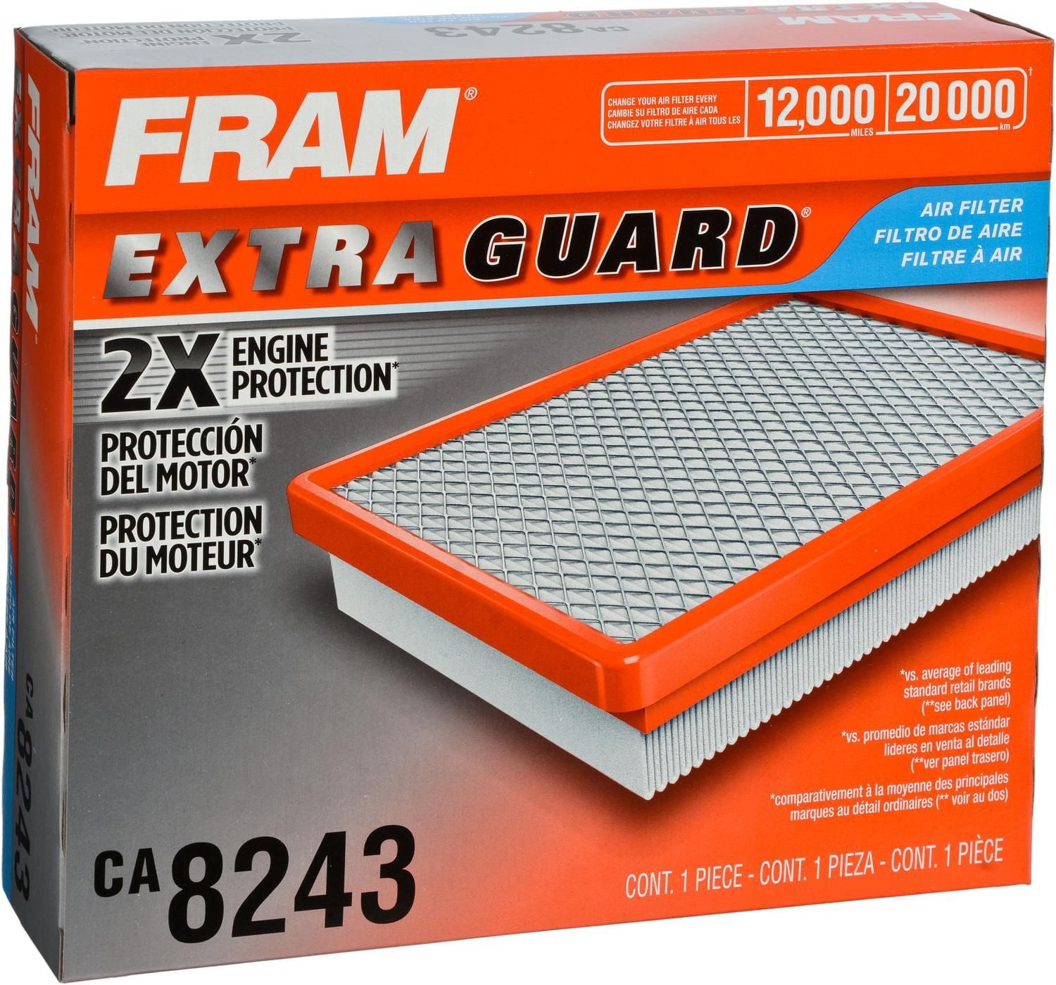 FRAM CA8243 Extra Guard Engine Air Filter, 20,000 km Air Filter