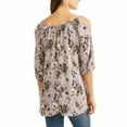 thumbnail image 2 of Liberty Love Blouse Women's Size S Lilac Floral Cold Shoulder Tie Front --B1--, 2 of 2