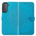 thumbnail image 2 of SaniMore for Samsung Galaxy S22 6.1" 2022 Wallet Case with Embossed Mandala PU Leather Flip Protection Wrist Strap Credit Card Holder Pocket Kickstand Shockproof Case for Galaxy S22 6.1" 2022, Blue, 2 of 11