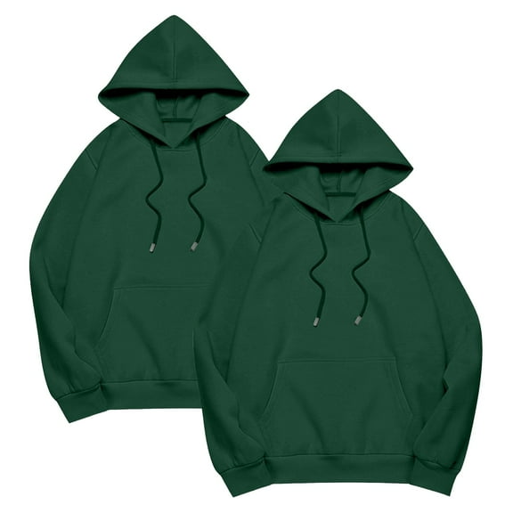 NMMUED 2 Pcs Womens Hoodies Pullover, Hoodies Y2k, Workout Hoodie, Plain Hoodies, Hoodies for Women, Dark Green L