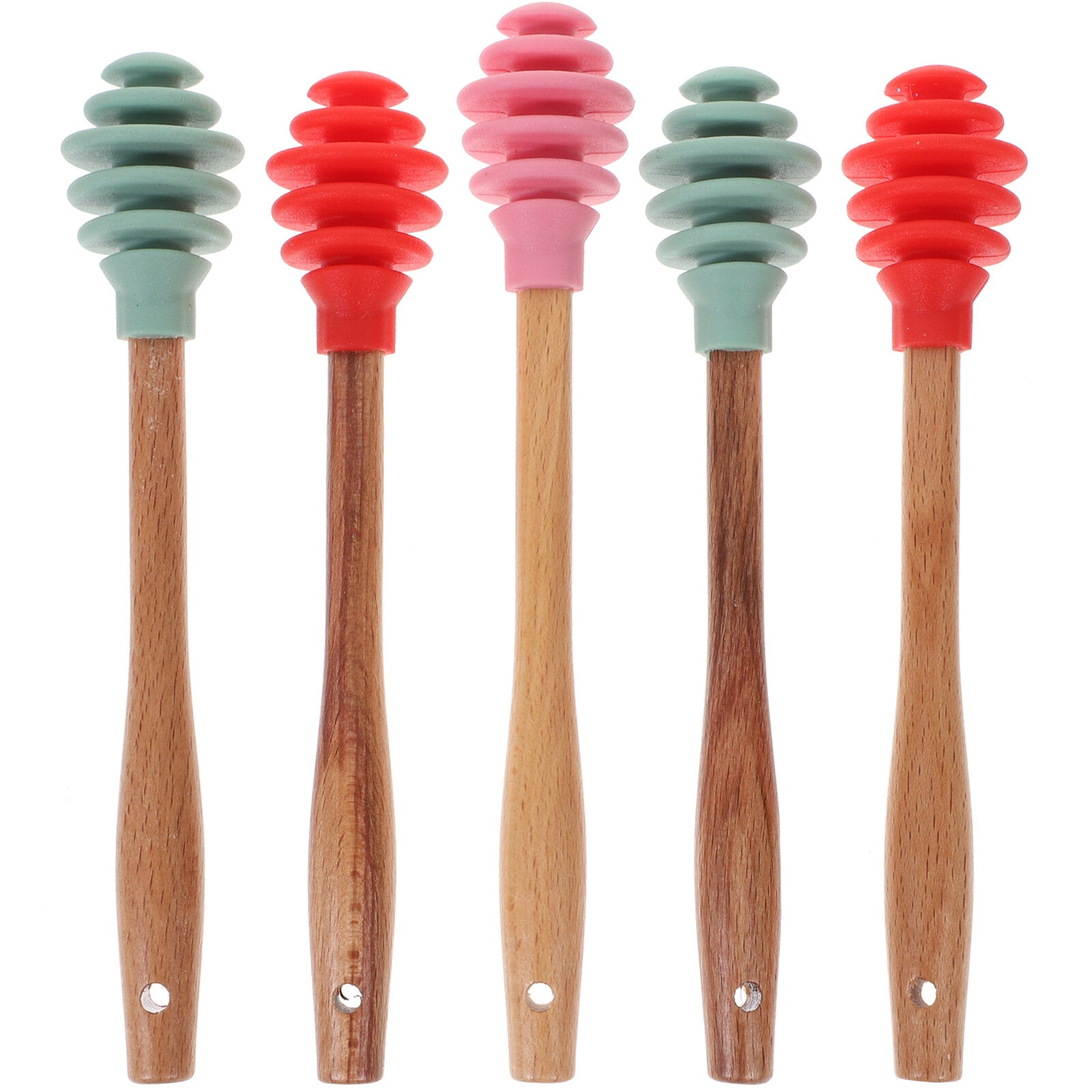 5pcs Silicone Honey Spoons Syrup Dippers Nonstick Stirrer for Honey