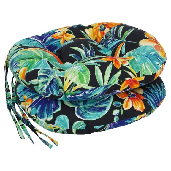 Blazing Needles 16-inch Spun Polyester Patterned Outdoor Round Tufted Chair Cushions (Set of 2)