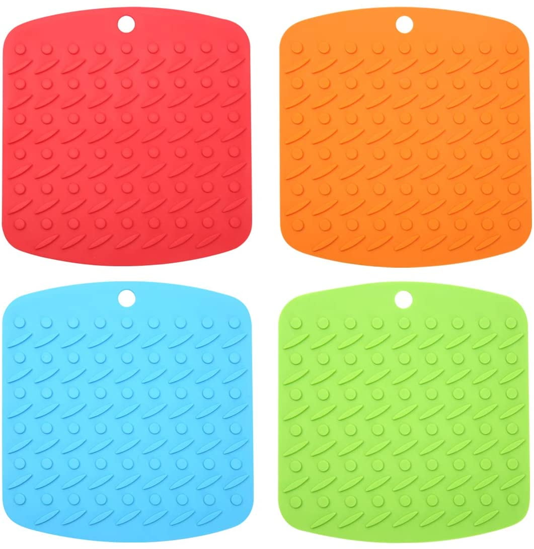 Silicone Pot Holder Mats Spoon Rest Heat Resistant Kitchen Oven Grip Tools LE 