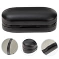 thumbnail image 2 of Estuche doble para gafas de piel sintética, organizador de gafas para viajes (negro), 2 of 7