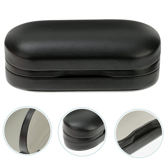 PU Leather Glasses Case (2-Pack) - Hard Shell Eyewear Organizer for Travel, Fits Most Sunglasses & Reading Glasses (Black)