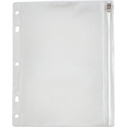 Oxford Zipper Binder Pockets 10 1/2' x 8' Sheet - Ring Binder - Rectangular - Clear, White - Poly - 1 Each