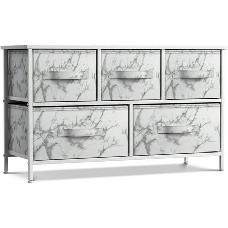 UPC: 0192405014161 | Sorbus 5 Drawer Storage Chest – (White Frame White Marble)