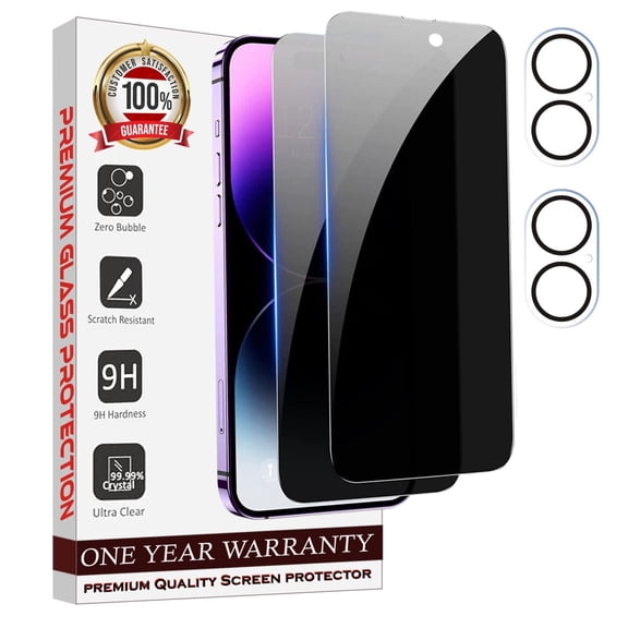 Entronix 4-Piece Bundle Compatible with iPhone 16, 2 Privacy Screen Protector and 2 Camera Lens Guard, HD Tempered Glass