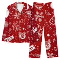 thumbnail image 2 of Puntoco Conjuntos de pijama cómodos para mujer, moda informal para mujer, estampado navideño, manga larga, pantalones, pijama, traje, 2 of 5