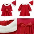 thumbnail image 6 of DPOIS Girls Christmas Santa Claus Bowknot Costume Dress with Hat Outfit Suit Xmas Gift, 6 of 7