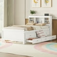 thumbnail image 3 of Euroco Wood Twin Size Platform Bed with Storage Headboard, Trundle Bed and 3 Drawers, USB Charging and Shleves for Kids Teens, White, 3 of 17