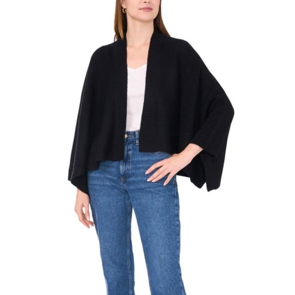 Sam & Jess Women's Open-Front Handkerchief-Hem Cardigan Rich Black Size XL