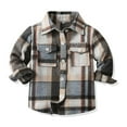 thumbnail image 2 of Atogsazn Toddler Baby Boys Plaid Shirt Casual Button Down Long Sleeve Flannel Shirts Fall Winter Clothes with Pocket Khaki 18-24 Months Fashion, 2 of 9