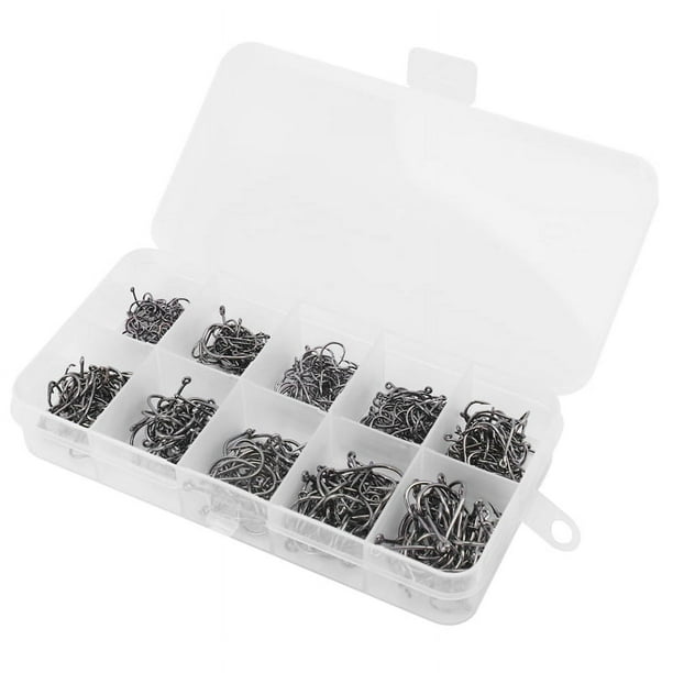 500 Unids / Set TamañO Mixto 3 ~ 12 Paquete de Anzuelos Pesca Carpa Acero Alto Carbono con Orificio Cebo Jigging Caja Al por Menor